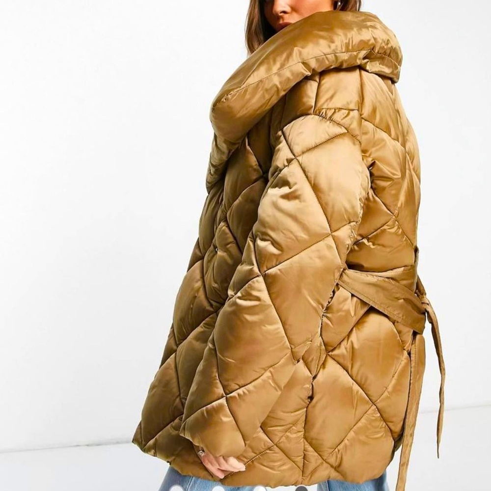 Asos design puffer jacket in bronze color